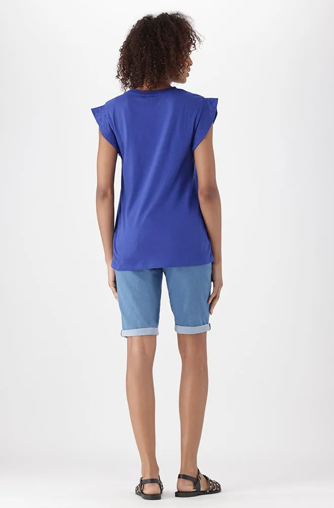 Kiki Anglaise Sleeve Top _ 150489 _ Cobalt sold by Dunns product image thumbnail 5