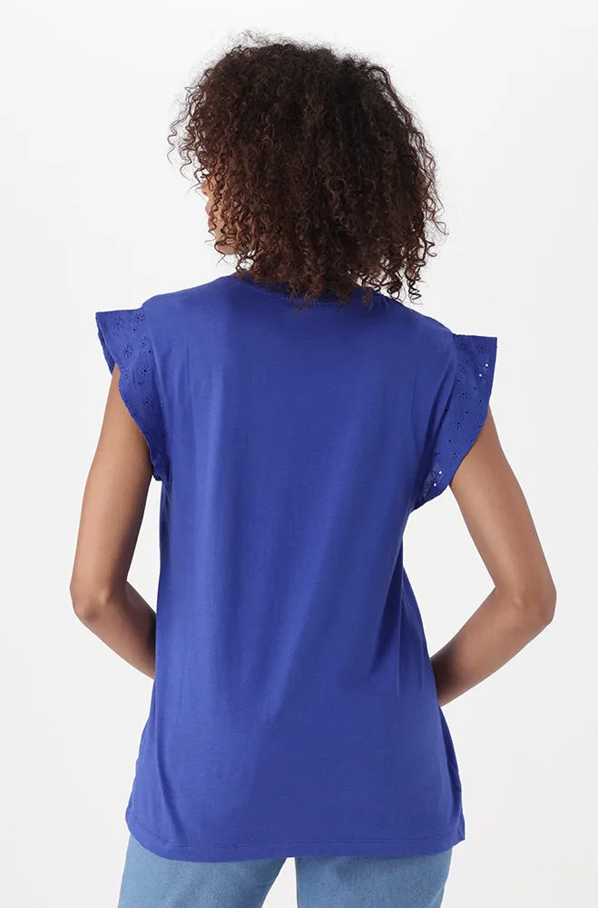 Kiki Anglaise Sleeve Top _ 150489 _ Cobalt sold by Dunns product image thumbnail 2