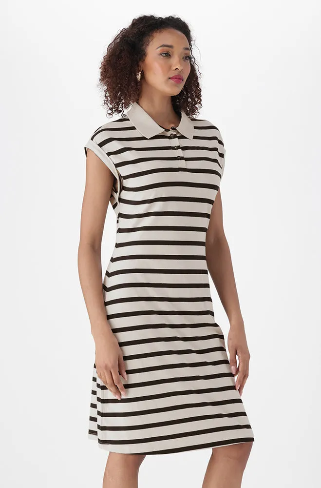 Aubrey Stripe Golfer Dress _ 150484 _ Stone sold by Dunns product image thumbnail 2