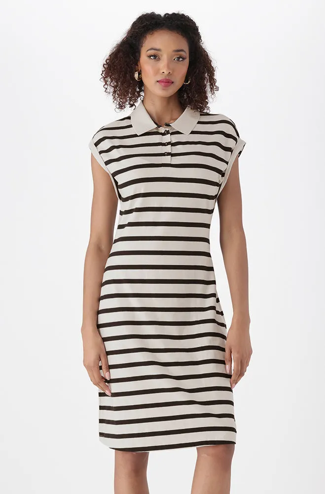 Aubrey Stripe Golfer Dress _ 150484 _ Stone sold by Dunns