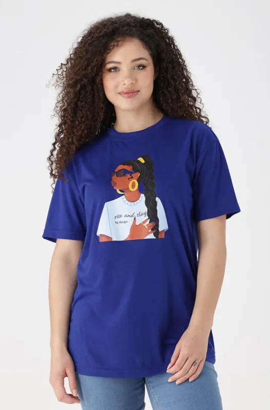 Jade Graphic Print Boyfriend Tee _ 154188 _ Blue sold by Dunns