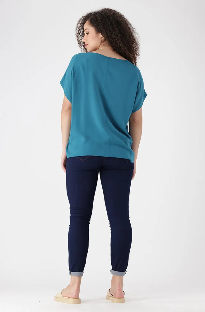 Edith Printed Viscose Top Top _ 154945 _ Teal sold by Dunns product image thumbnail 5