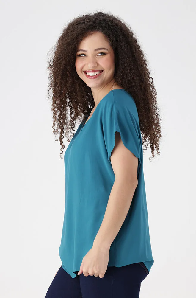 Edith Printed Viscose Top Top _ 154945 _ Teal sold by Dunns product image thumbnail 2