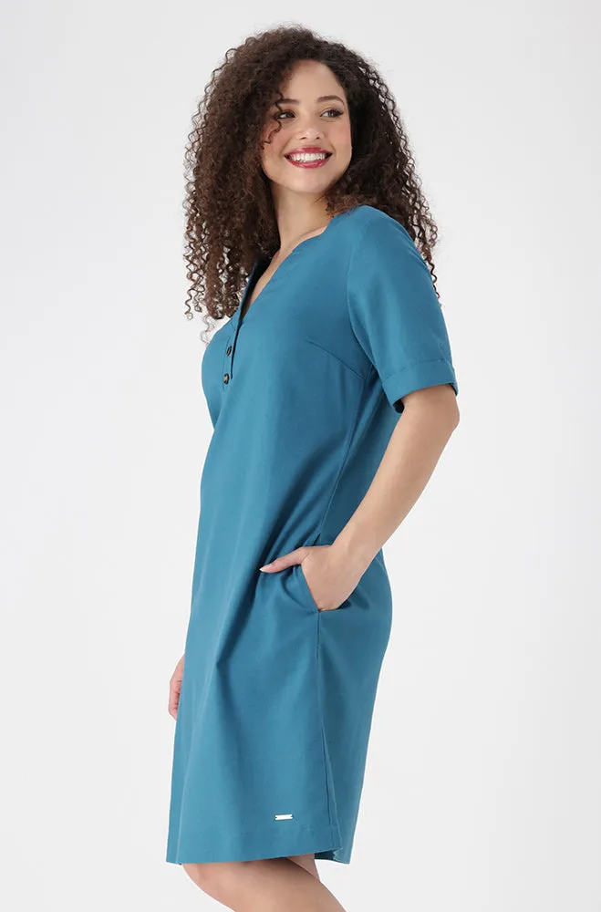 Penelope Linen Blend Shift Dress _ 153978 _ Teal sold by Dunns product image thumbnail 2