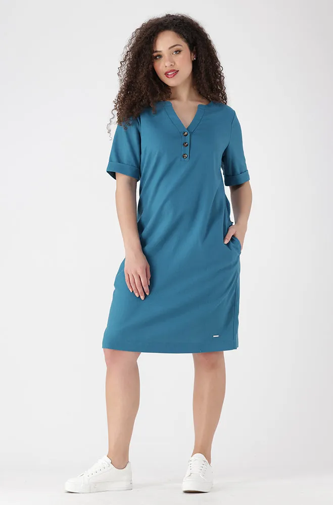 Penelope Linen Blend Shift Dress _ 153978 _ Teal sold by Dunns product image thumbnail 4