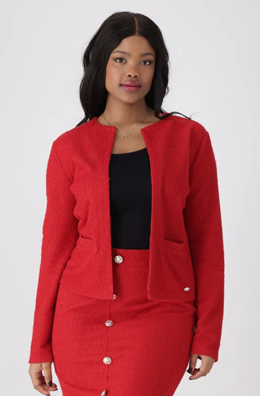 Briana Boucle Suit Jacket _ 151578 _ Red sold by Dunns