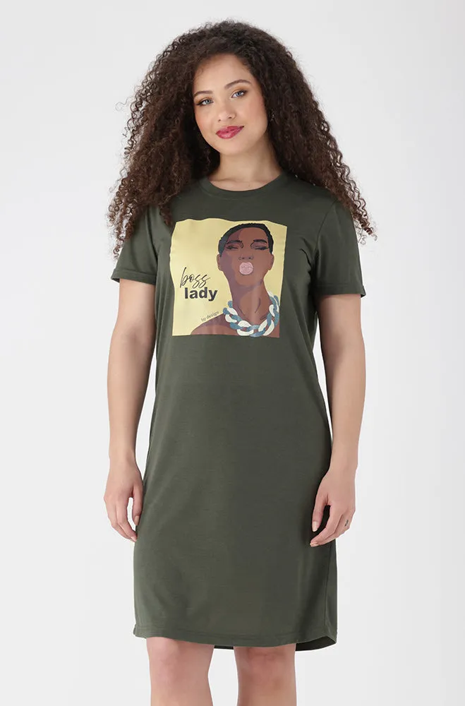 Koko T Shirt Dress _ 154470 _ Fatigue sold by Dunns