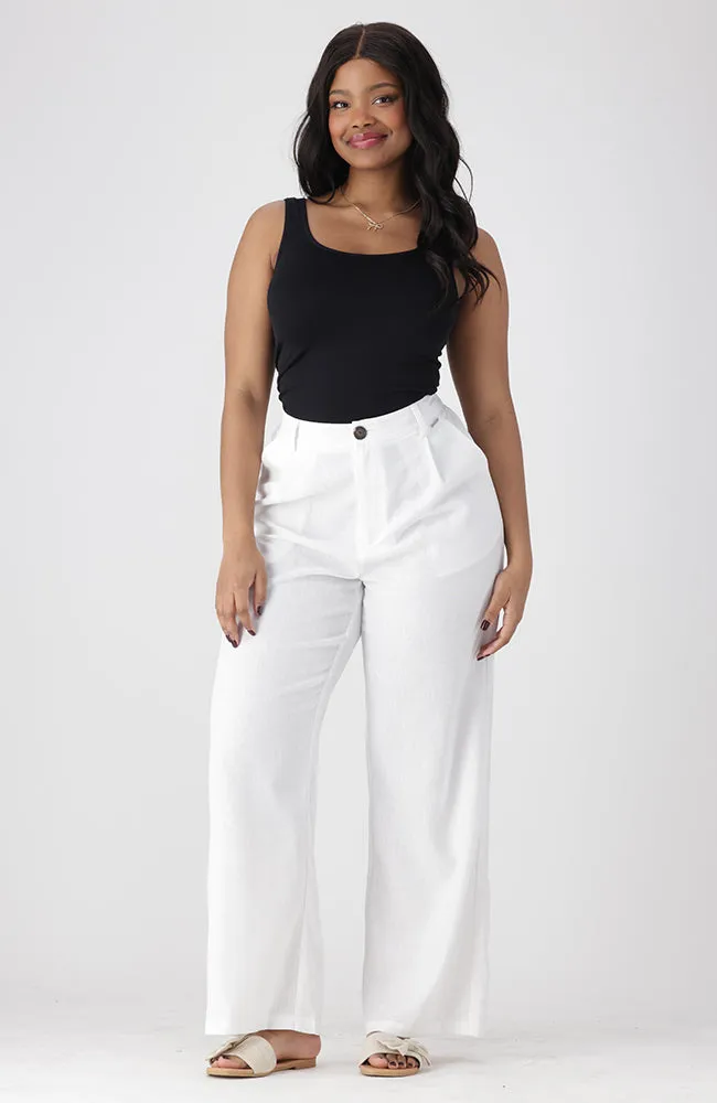 KATE LINEN BLEND WIDE LEG PANTS _ 154369 _ White sold by Dunns product image thumbnail 3