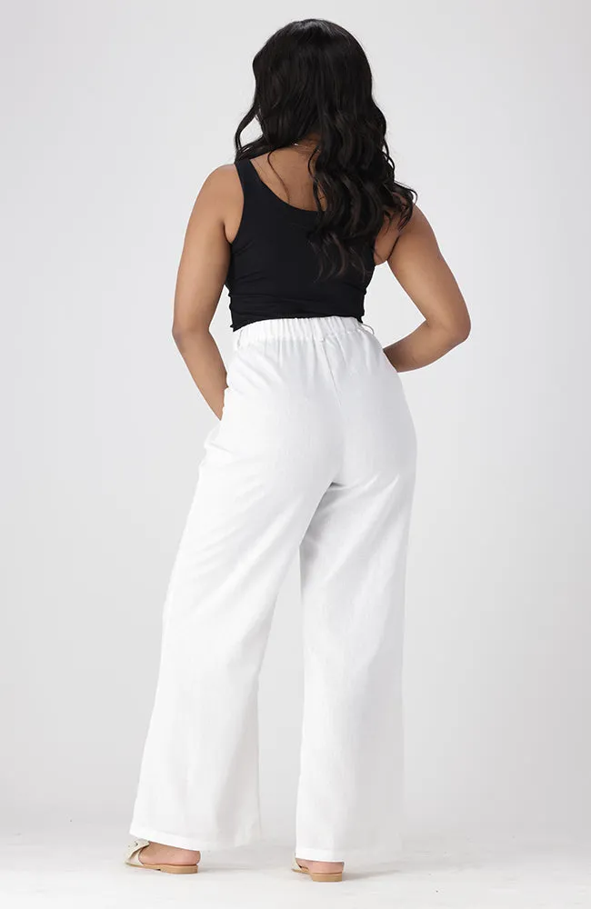 KATE LINEN BLEND WIDE LEG PANTS _ 154369 _ White sold by Dunns product image thumbnail 5