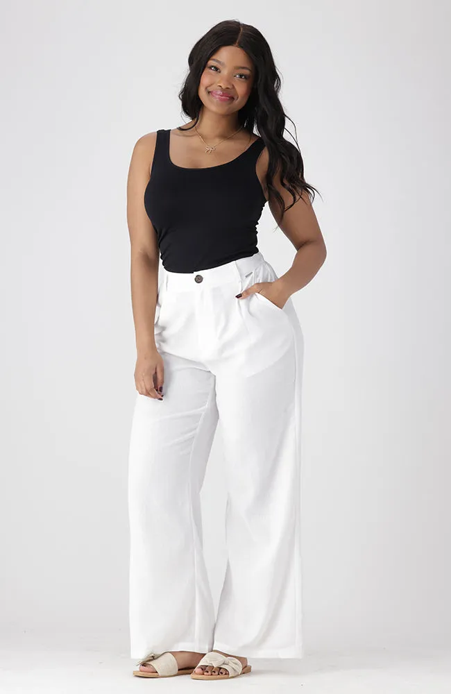 KATE LINEN BLEND WIDE LEG PANTS _ 154369 _ White sold by Dunns product image thumbnail 4