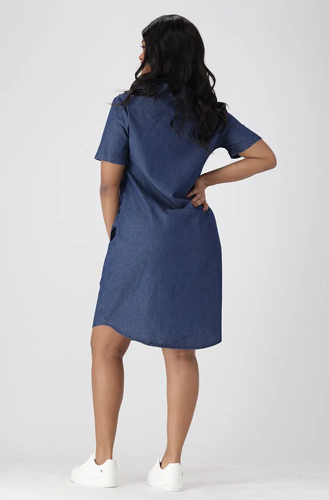Carmody Chambray Portofino Dress _ 152963 _ Dark Wash sold by Dunns product image thumbnail 5