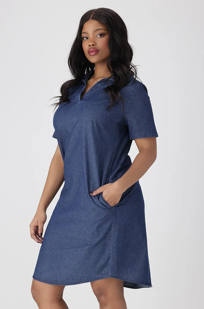 Carmody Chambray Portofino Dress _ 152963 _ Dark Wash sold by Dunns product image thumbnail 2