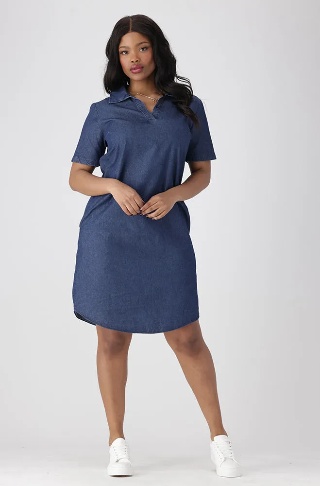 Carmody Chambray Portofino Dress _ 152963 _ Dark Wash sold by Dunns product image thumbnail 4