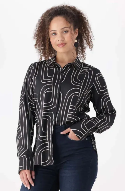 Marisa Satin Shirt _ 148595 _ Black sold by Dunns