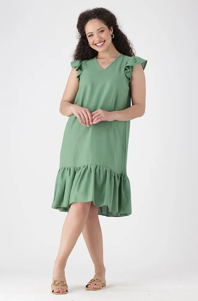 Zia Flutter Sleeve Dress _ 160084 _ Green sold by Dunns product image thumbnail 4