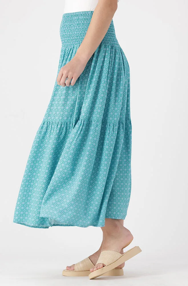Mia Shirred Waistband Tiered Skirt _ 154229 _ Turquoise sold by Dunns product image thumbnail 3