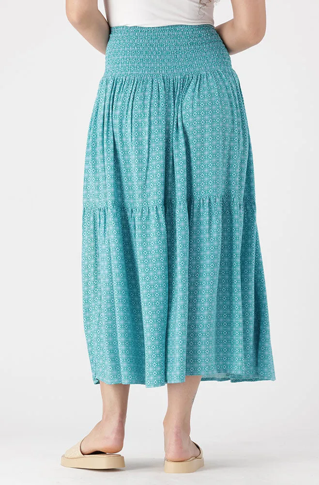 Mia Shirred Waistband Tiered Skirt _ 154229 _ Turquoise sold by Dunns product image thumbnail 4