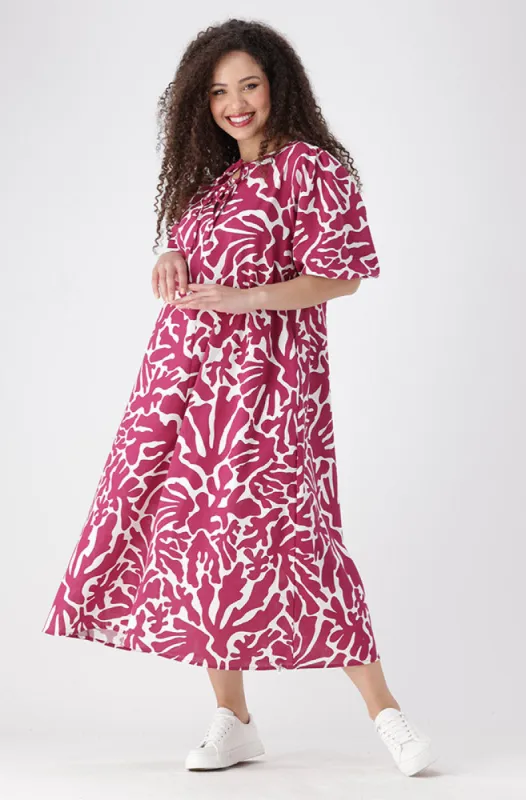 Leah Printed Linen Blend Dress _ 155948 _ Purple sold by Dunns