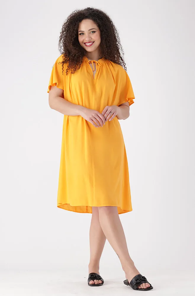Carla Tie Neck Detail Dress _ 155345 _ Yellow sold by Dunns product image thumbnail 4