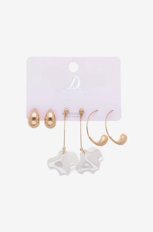 Amara 3 Pack Earrings _ 154408 _ Gold sold by Dunns