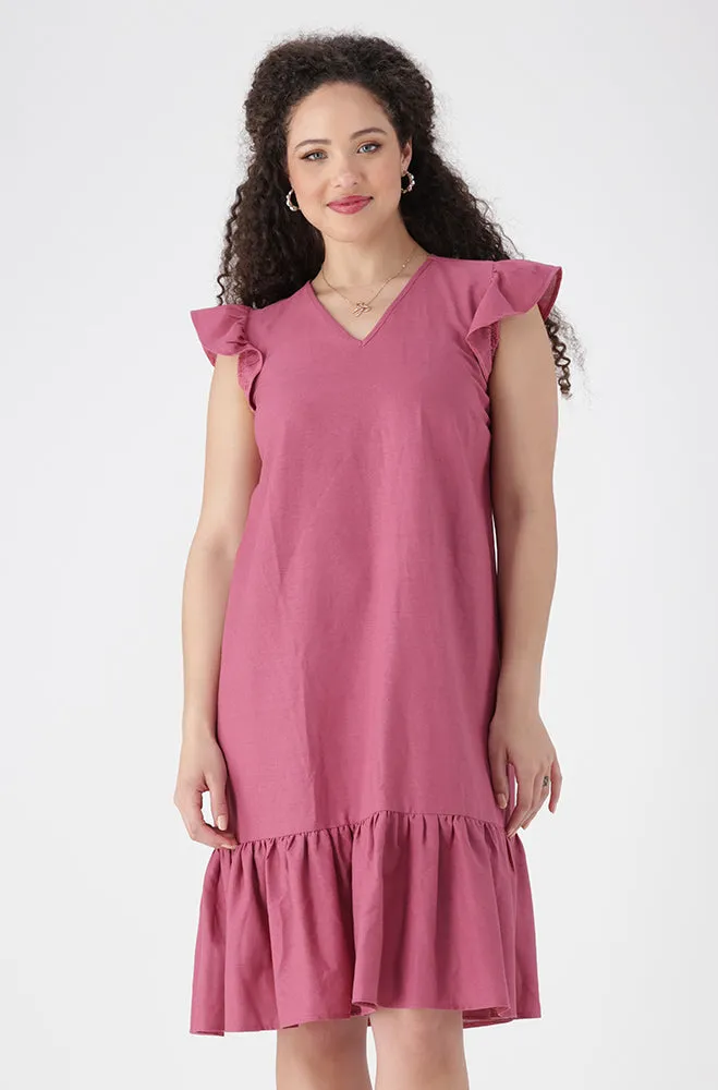 Zia Flutter Sleeve Dress _ 160078 _ Pink sold by Dunns