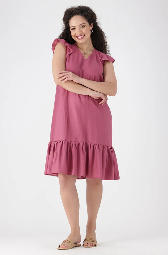 Zia Flutter Sleeve Dress _ 160078 _ Pink sold by Dunns product image thumbnail 4