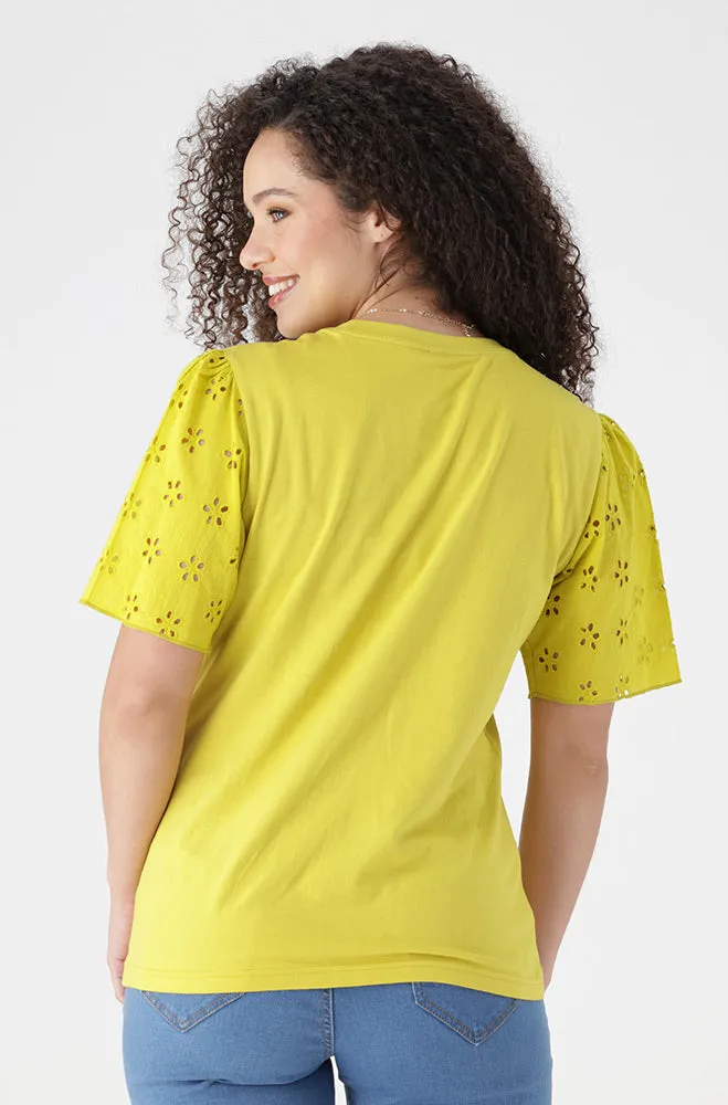 Kiki Anglaise Sleeve Top _ 154889 _ Yellow sold by Dunns product image thumbnail 3