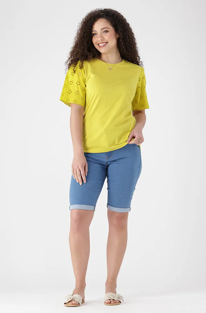 Kiki Anglaise Sleeve Top _ 154889 _ Yellow sold by Dunns product image thumbnail 4