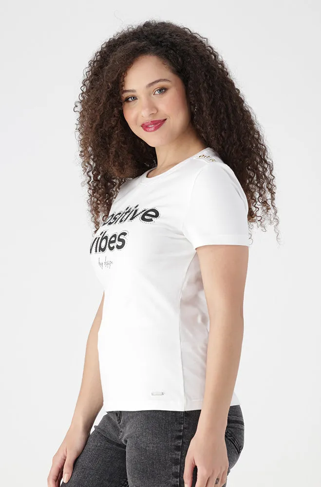 Jenna Button Tee _ 155473 _ White sold by Dunns product image thumbnail 2