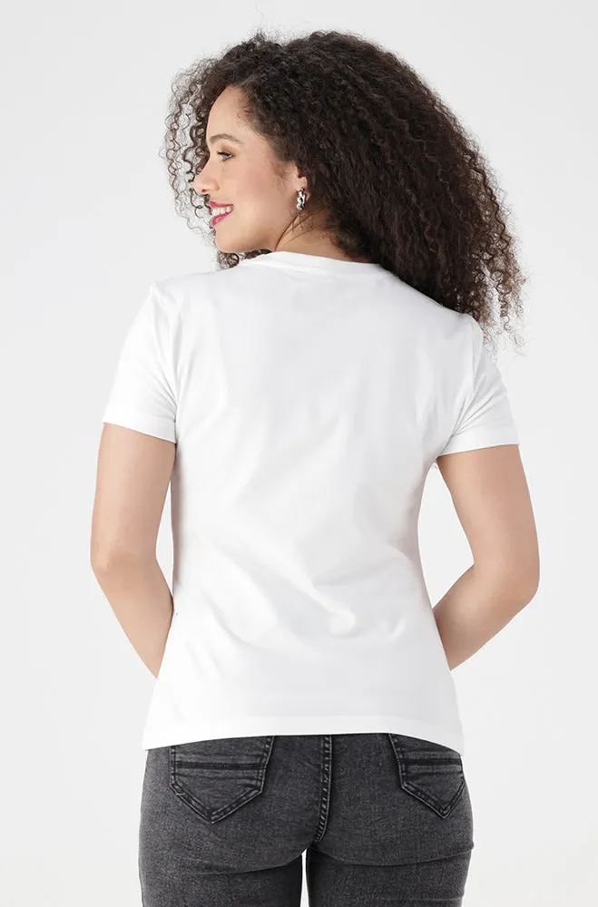 Jenna Button Tee _ 155473 _ White sold by Dunns product image thumbnail 3