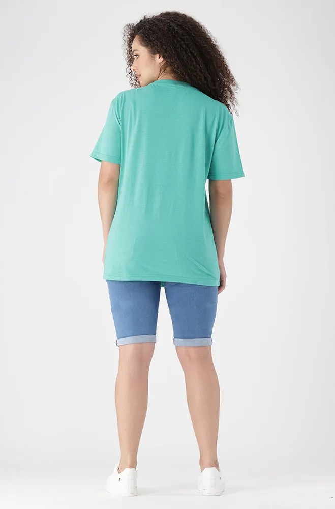 Jade Graphic Print Boyfriend Tee _ 154187 _ Turquoise sold by Dunns product image thumbnail 5