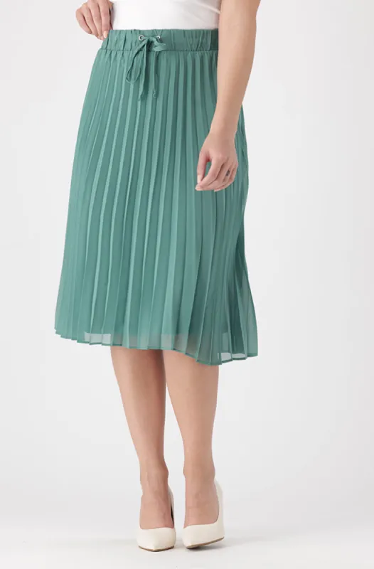 Iris Floral Pleated Skirt _ 160166 _ Sage sold by Dunns