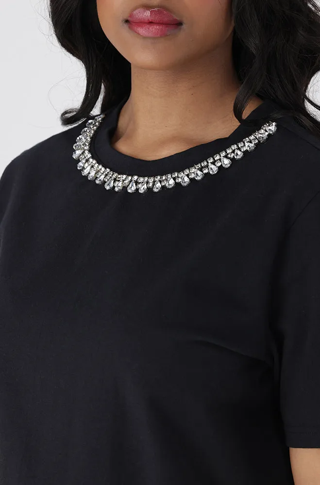 Gema Boxy Rhinestone Tee _ 154951 _ Black sold by Dunns product image thumbnail 4