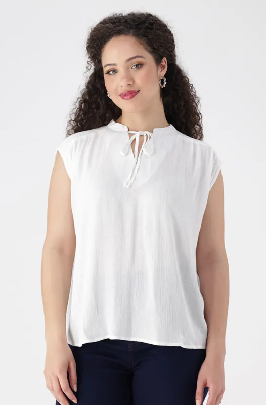 Eleanor Sleevless Top _ 155605 _ White sold by Dunns