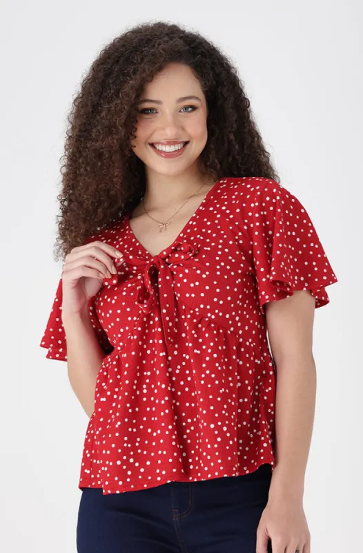 Melissa Textured Top _ 154637 _ Red sold by Dunns