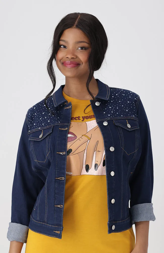 Arizona Sparkle Denim Jacket _ 153064 _ Mid Wash sold by Dunns