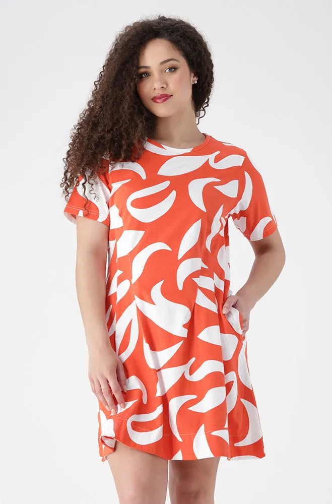 Lia Fit And Flare Printed Dress _ 154895 _ Orange sold by Dunns