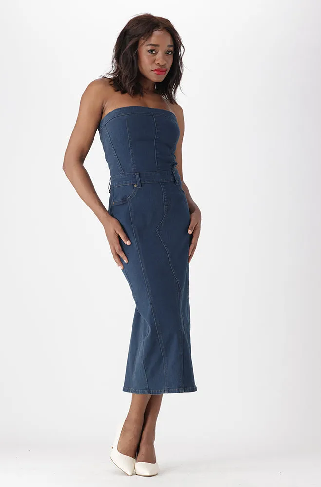 Gloria Boobtube Dress _ 151608 _ Dark Wash sold by Dunns product image thumbnail 3