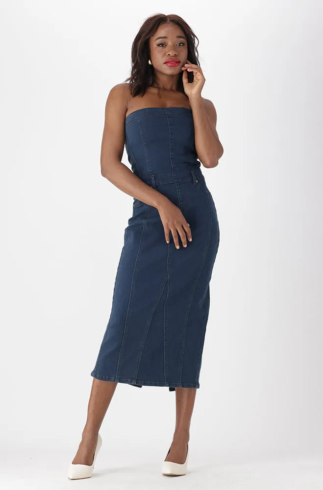 Gloria Boobtube Dress _ 151608 _ Dark Wash sold by Dunns product image thumbnail 2