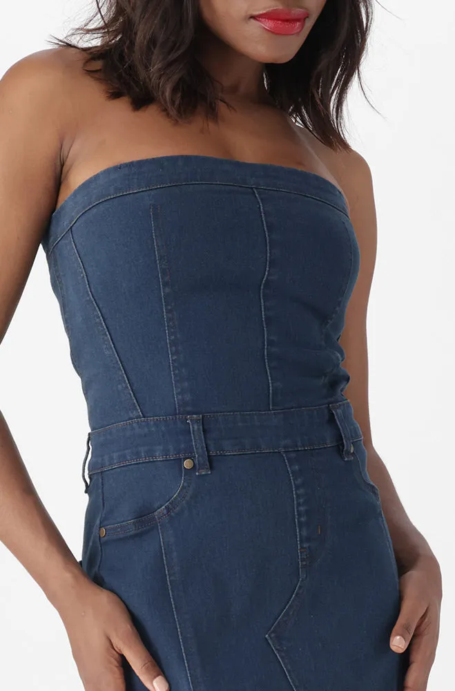 Gloria Boobtube Dress _ 151608 _ Dark Wash sold by Dunns product image thumbnail 5