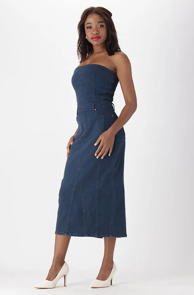 Gloria Boobtube Dress _ 151608 _ Dark Wash sold by Dunns product image thumbnail 4