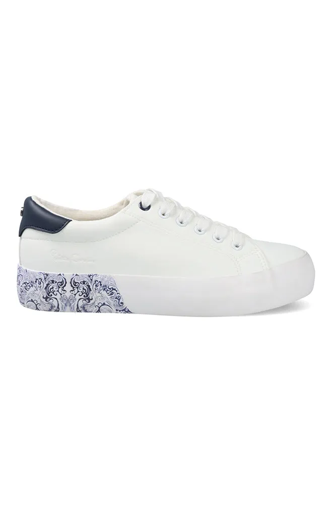 Pierre Cardin Lace Print Sneaker _ 161641 _ White sold by Dunns
