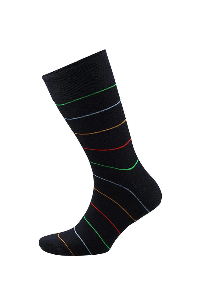 Multi Col Lines Single Socks _ 153082 _ Navy sold by Dunns