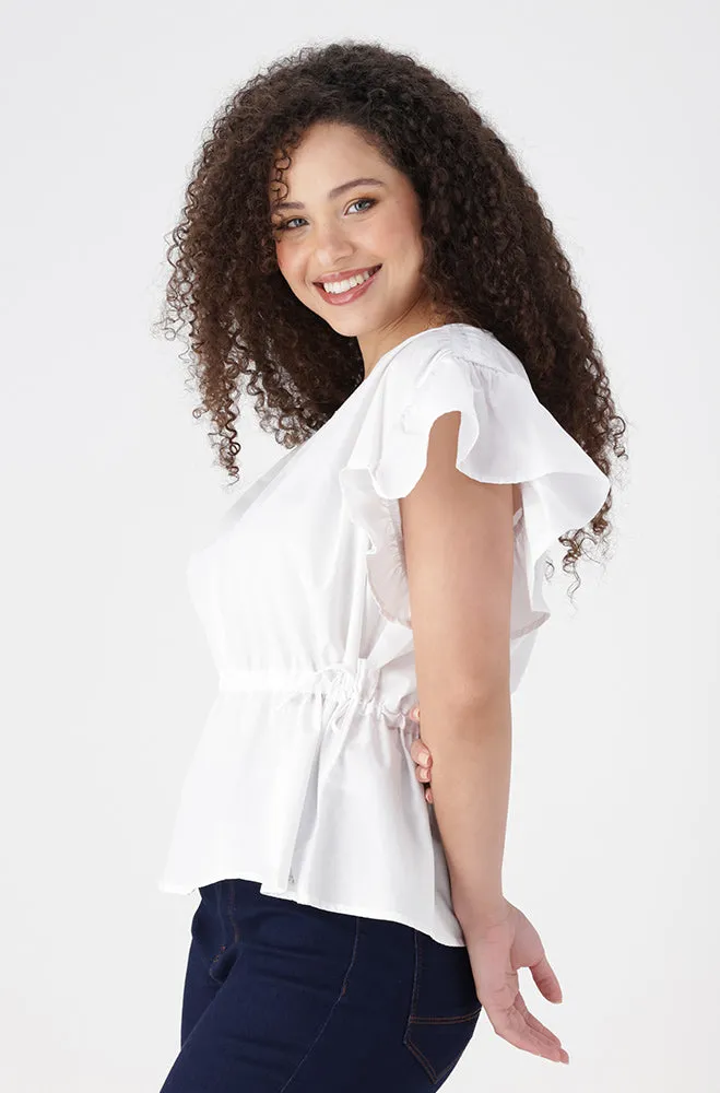 Mia Flutter Sleeve Top _ 154897 _ White sold by Dunns product image thumbnail 2