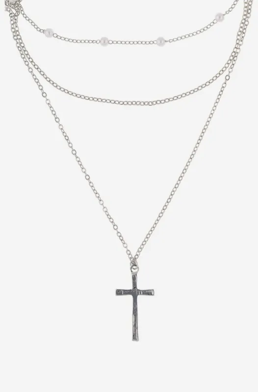 Stacy Layered Necklace _ 156090 _ Silver sold by Dunns