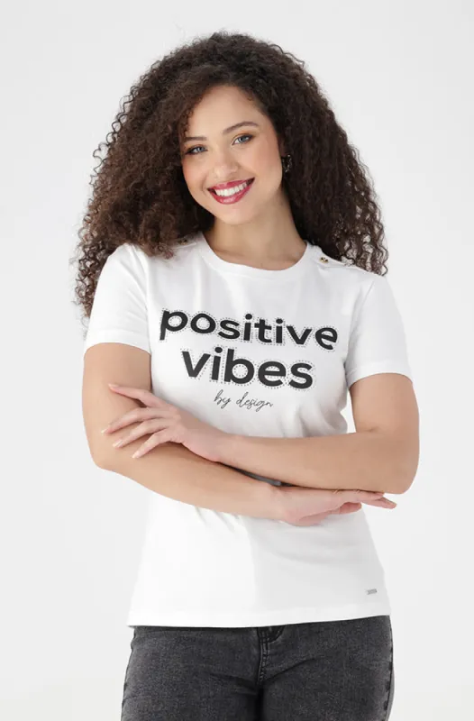 Jenna Button Tee _ 155473 _ White sold by Dunns