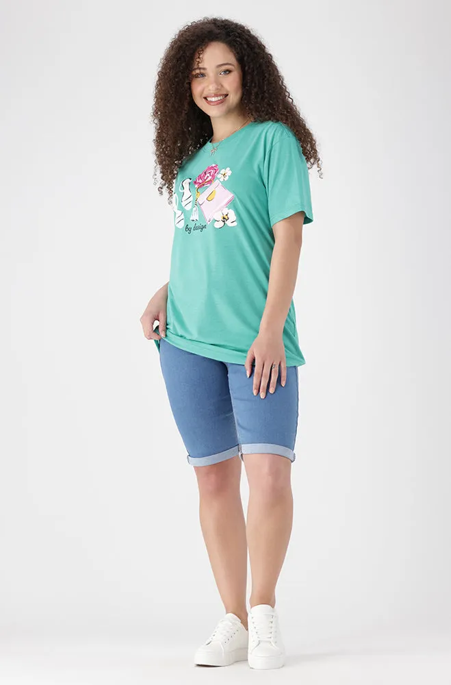 Jade Graphic Print Boyfriend Tee _ 154187 _ Turquoise sold by Dunns product image thumbnail 4