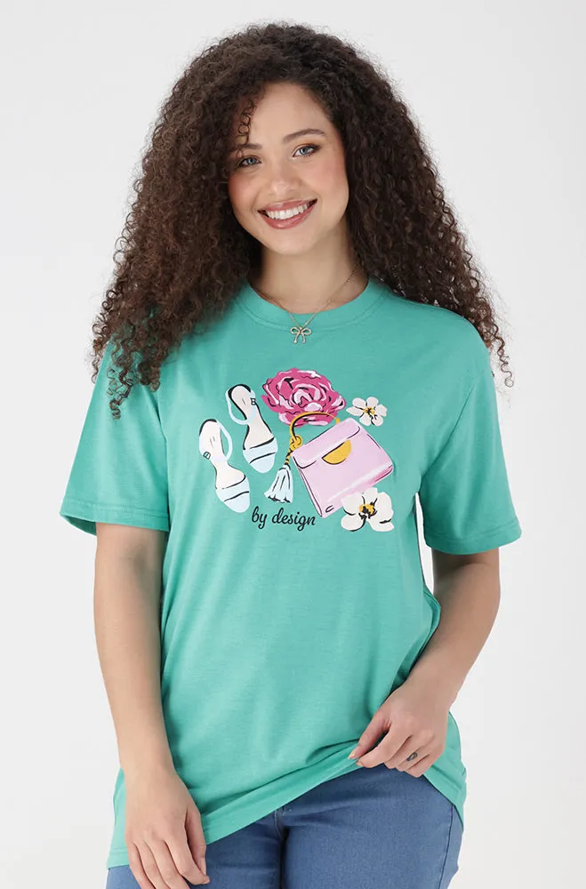 Jade Graphic Print Boyfriend Tee _ 154187 _ Turquoise sold by Dunns