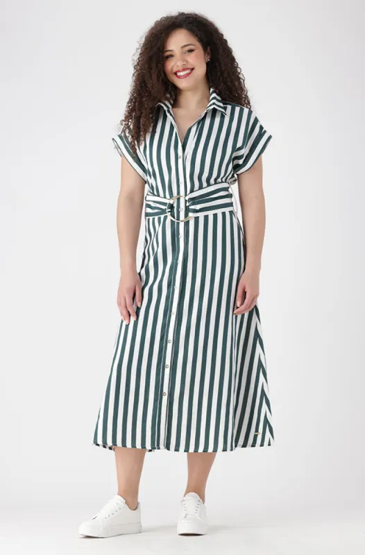 Gen Belted Button Down  Shirt  Dress _ 154268 _ Green sold by Dunns