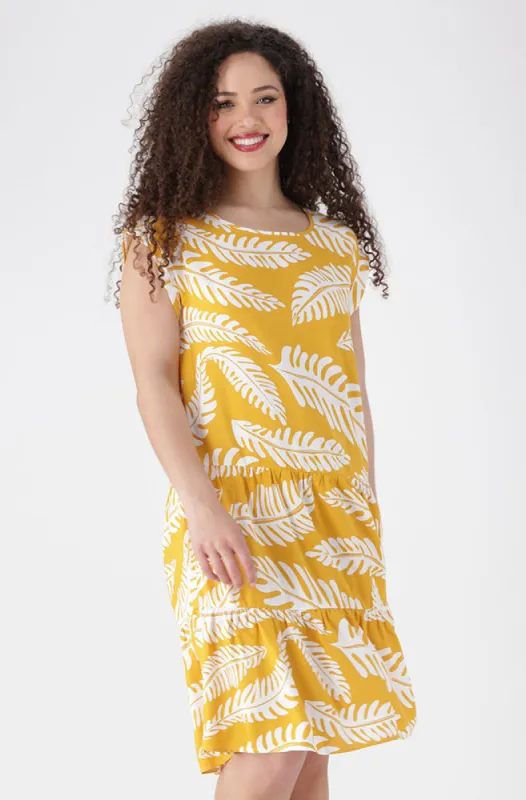 Carla Tiered Dress _ 154034 _ Ocre sold by Dunns